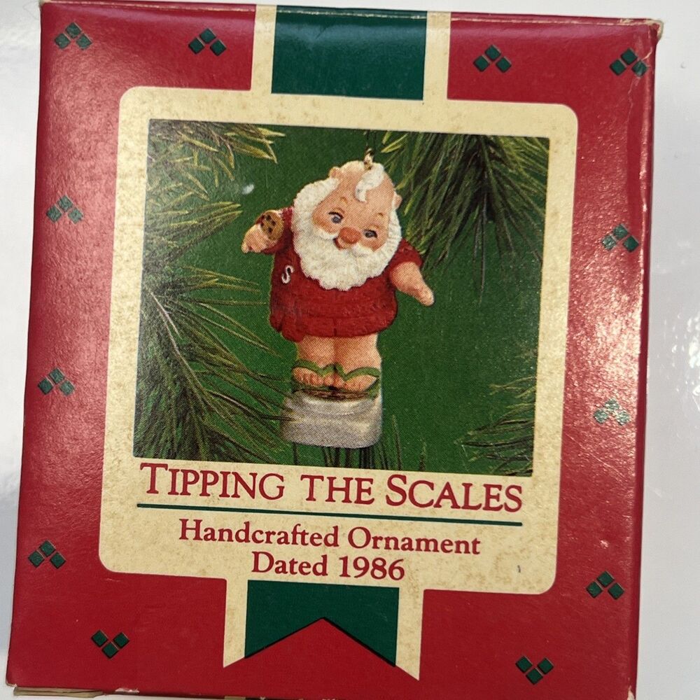 Vintage 1986 Hallmark Keepsake Ornament Tipping the Scales Santa Weighing